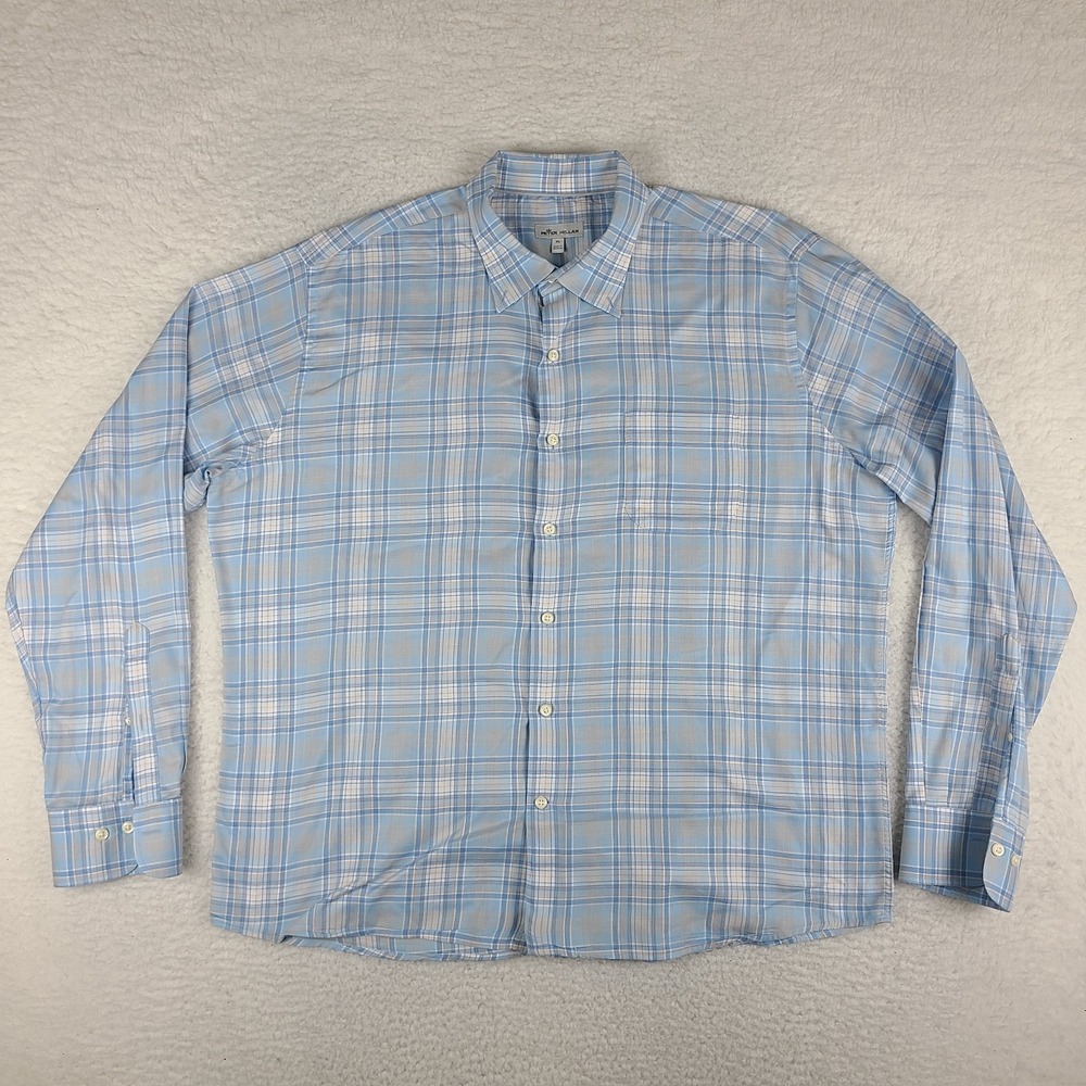 Peter Millar Dress Shirt Mens XL Blue Button Up Yates Summer‎ Soft MS22W10UBL